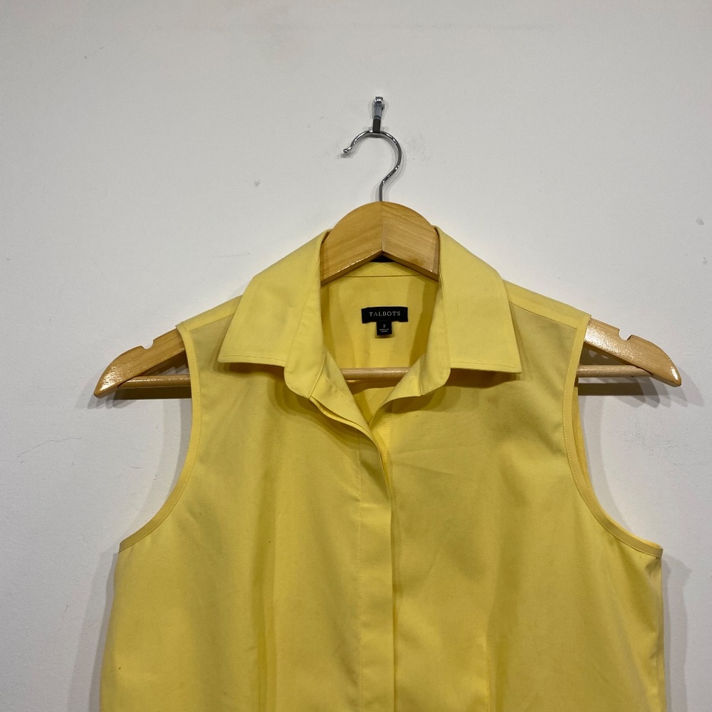 Talbots Yellow Button Down Collared Sleeveless Ve… - image 3